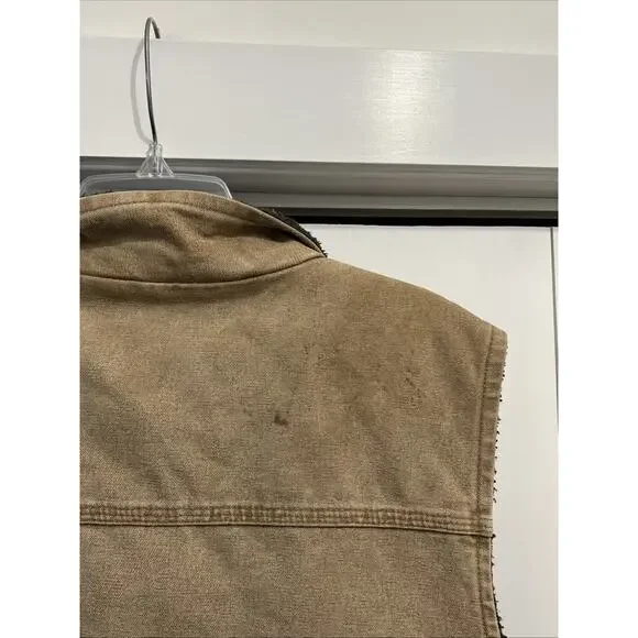 Carhartt V33-211 Thrashed & Faded Brown Mock Neck Sherpa Lined Work Vest Size XL